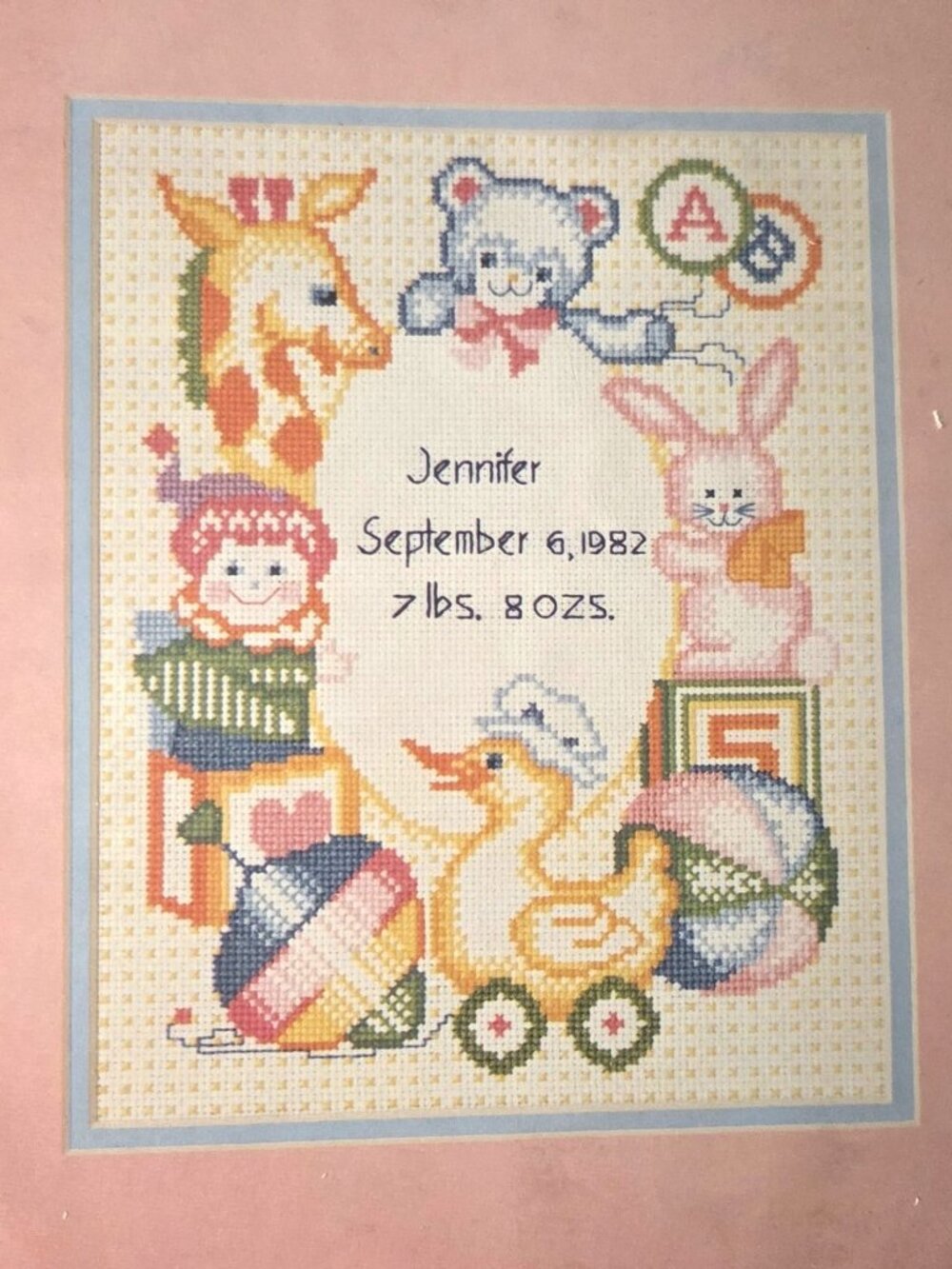 Dimensions "Nursery Toys Birth Record" Counted Cross Stitch Kit #3505 Vintage